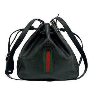Pre-Loved Gucci Leather Web Bucket Bag